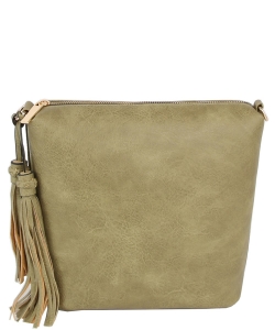 Fashion Tassel Concealed Crossbody Bag LQ308 OLIVE